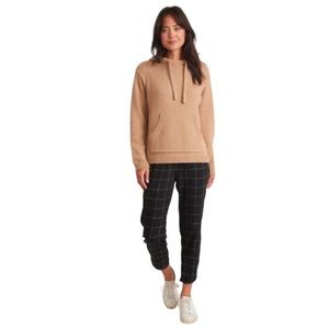 Marine Layer Women’s Small Allison Tulip Hem Black Windowpane Loose Jogger Pant